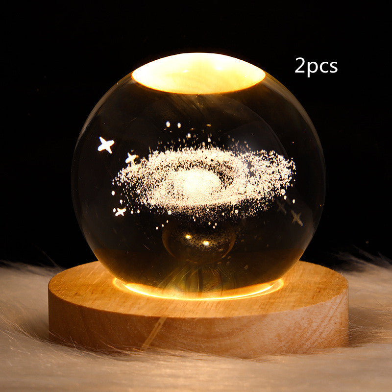 Load image into Gallery viewer, Luminous Starry Sky And Planets Moon Moon Crystal Ball Small Night Lamp Projection Ambience Light Creative Gift New Strange Gift
