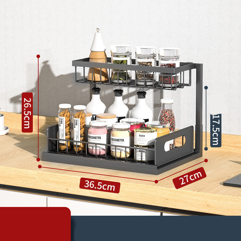 Load image into Gallery viewer, Kitchen Under Sink Pull-out Spice Storage Tiered Rack
