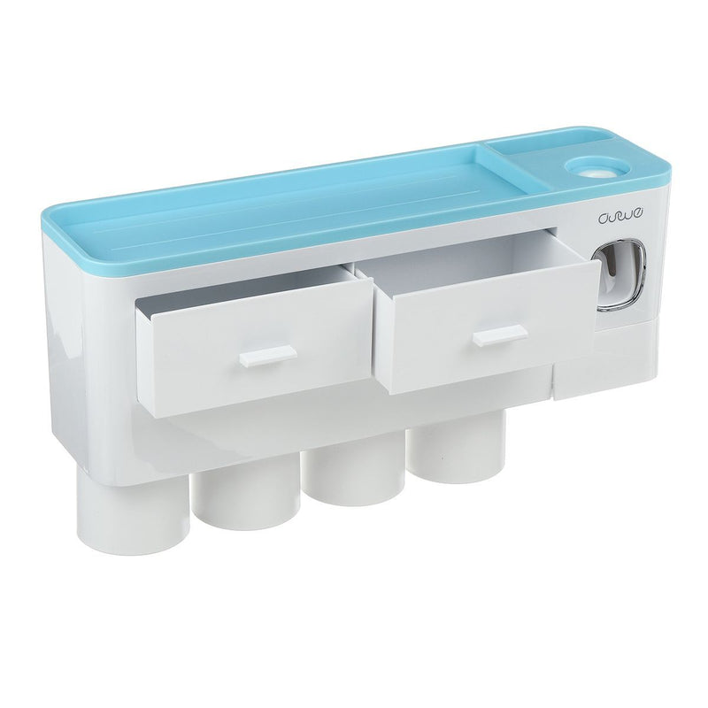 Load image into Gallery viewer, Non-marking Hanging Magnetic Toothbrush Holder Single Drawer Storage Rack With Toothpaste Squeezer Toiletry Set
