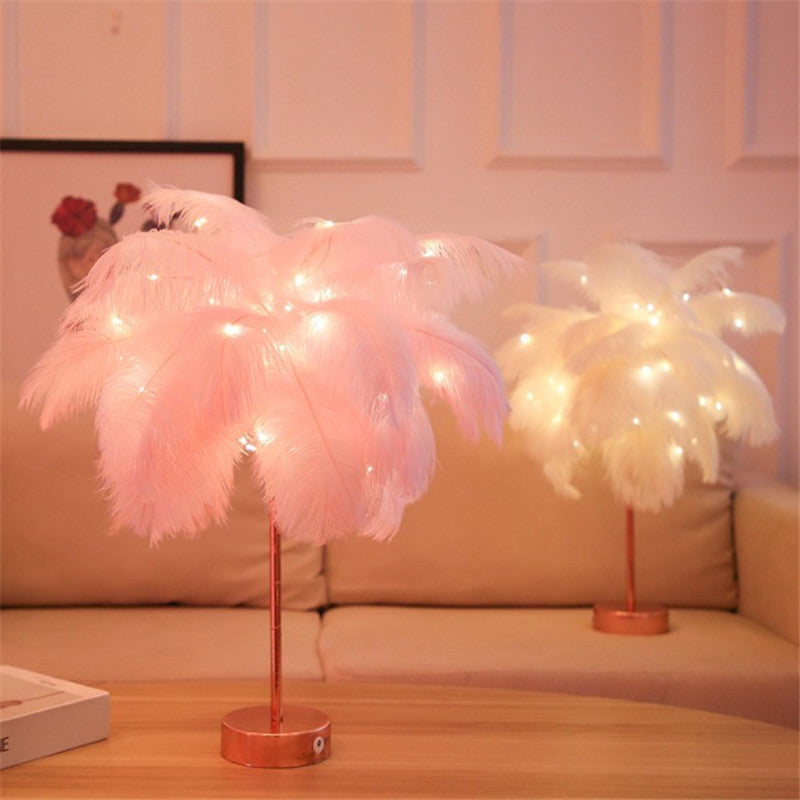 Load image into Gallery viewer, Remote Control Feather Table Lamp USB Battery Power
