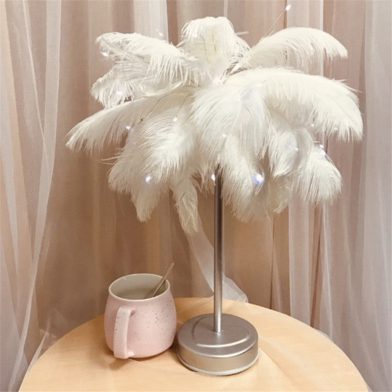 Load image into Gallery viewer, Remote Control Feather Table Lamp USB Battery Power
