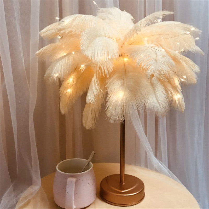 Load image into Gallery viewer, Remote Control Feather Table Lamp USB Battery Power
