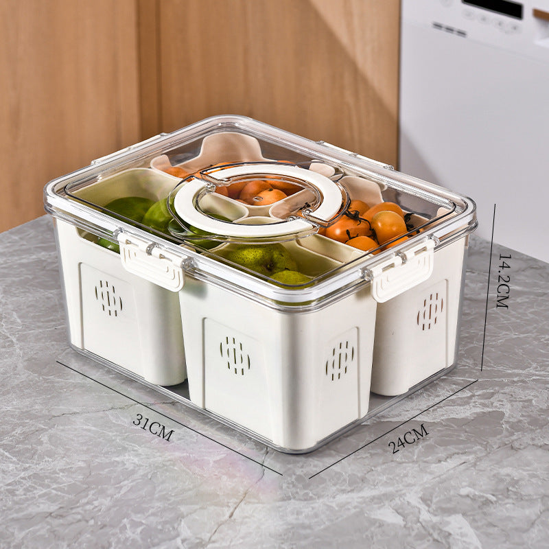 Load image into Gallery viewer, Kitchen Gadget Compartments Divided Serving Tray With Lid Veggie Tray Portable Snack Box Food Container For Biscuits Candy Fruits Nuts
