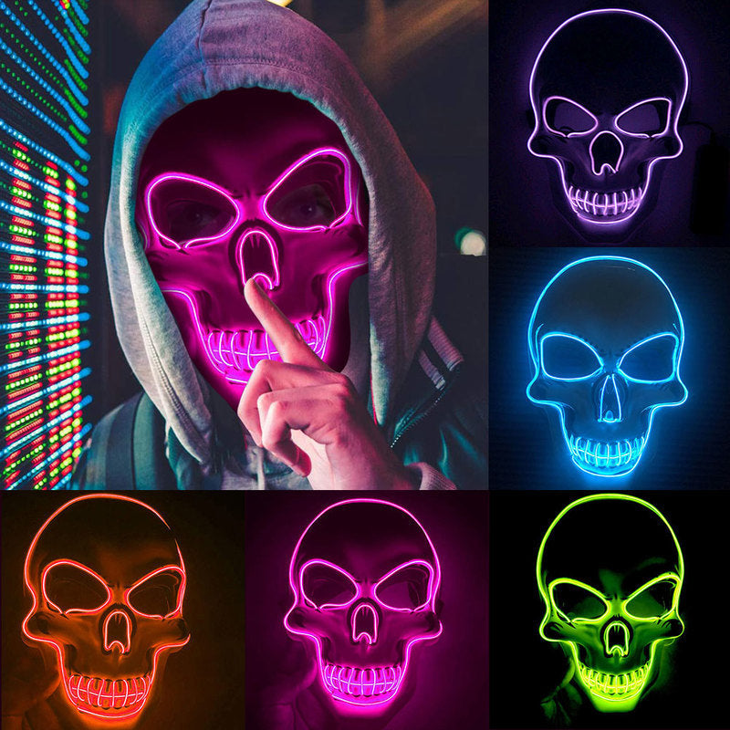 Load image into Gallery viewer, Halloween Skeleton Mask LED Glow Scary Mask
