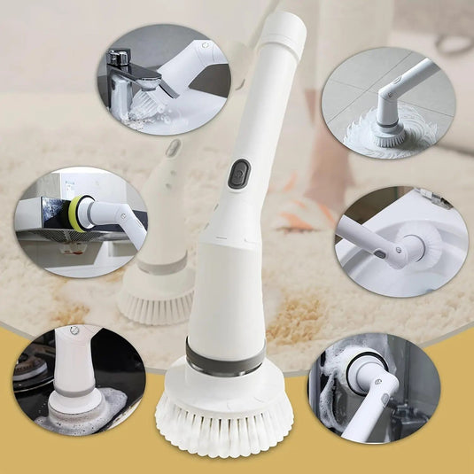 Electric rotary cleaning brush, shower brush cordless cleaning brush, adjustable extended handle 2 speed electric cleaning brush, suitable for bathroom, bathtub, tile, kitchen