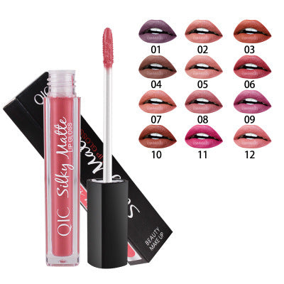 For QIC color Qini cross-border explosion matte velvet waterproof non stick cup Liquid Lip Gloss Lipstick Lip Glaze