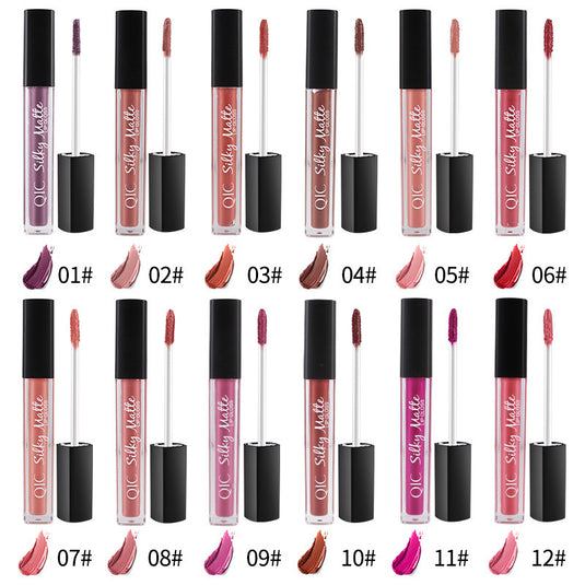 For QIC color Qini cross-border explosion matte velvet waterproof non stick cup Liquid Lip Gloss Lipstick Lip Glaze