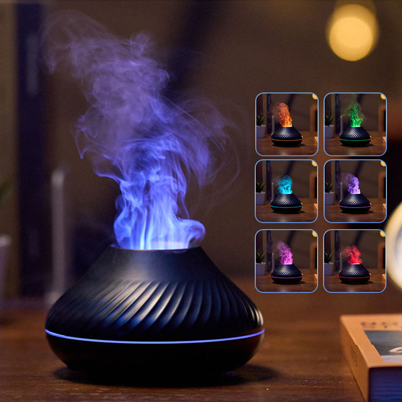 Load image into Gallery viewer, Newest RGB Flame Aroma Diffuser 130Ml 3d Colorful Flame Humidifier Fire Volcano Diffuser Flame
