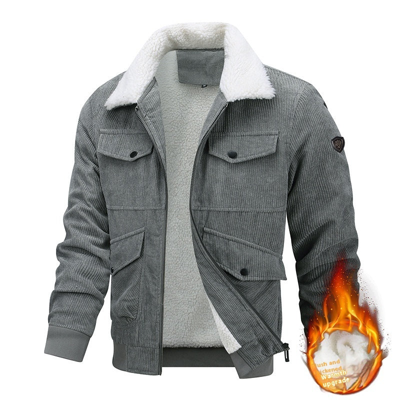 Load image into Gallery viewer, Winter Lapel Fleece Jacket With Pockets Warm Thicken Cotton Coat Men&#39;s Clothing
