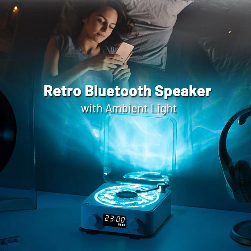 Load image into Gallery viewer, Retro Turntable Speaker Wireless Bluetooth 5.0 Vinyl Record Player Stereo Sound With White Noise RGB Projection Lamp Effect
