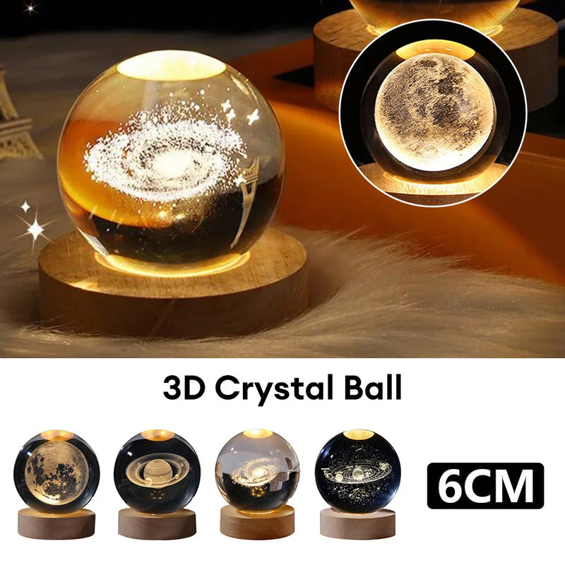 Load image into Gallery viewer, Luminous Starry Sky And Planets Moon Moon Crystal Ball Small Night Lamp Projection Ambience Light Creative Gift New Strange Gift
