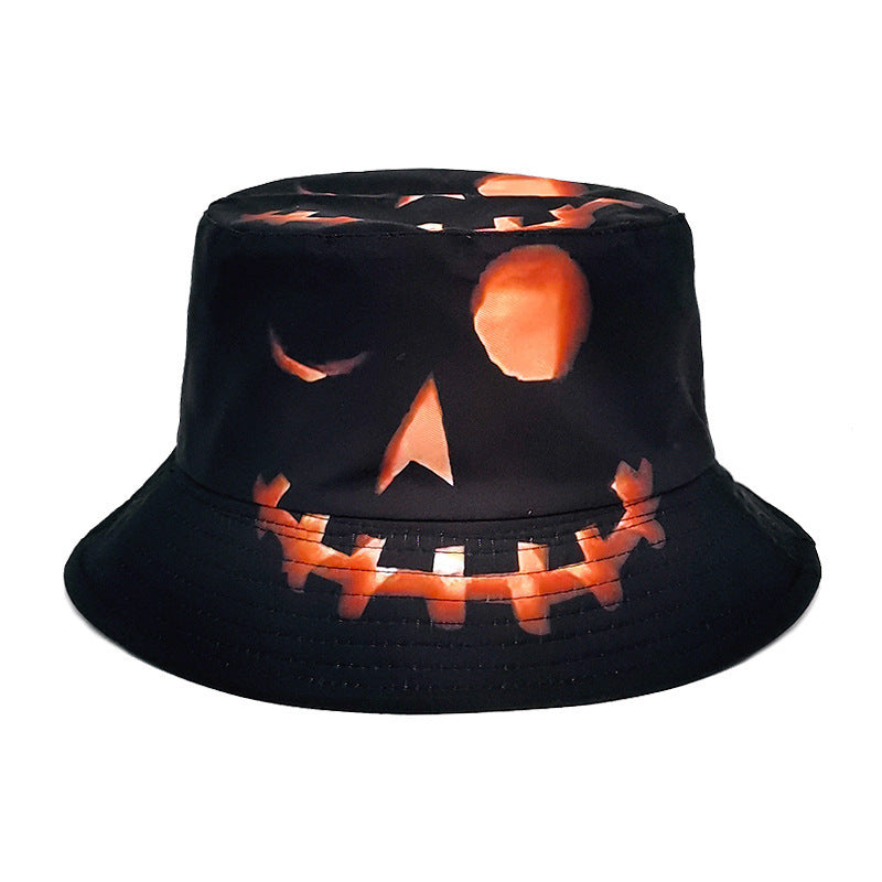 Load image into Gallery viewer, Halloween Hats Creative Cartoon Pumpkin Grimace Printed Sun-shade Fisherman Hat
