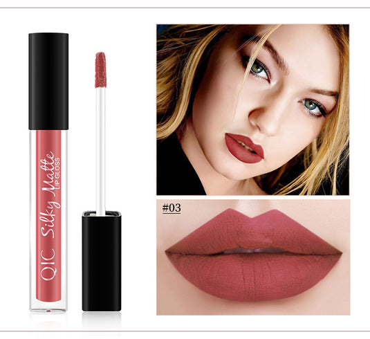 For QIC color Qini cross-border explosion matte velvet waterproof non stick cup Liquid Lip Gloss Lipstick Lip Glaze