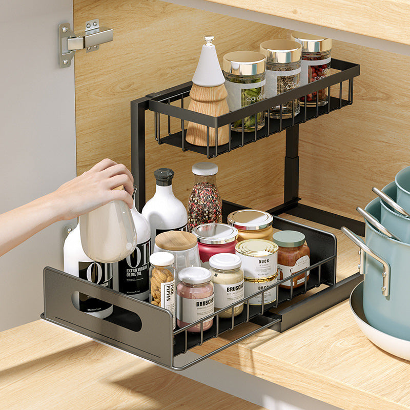 Load image into Gallery viewer, Kitchen Under Sink Pull-out Spice Storage Tiered Rack
