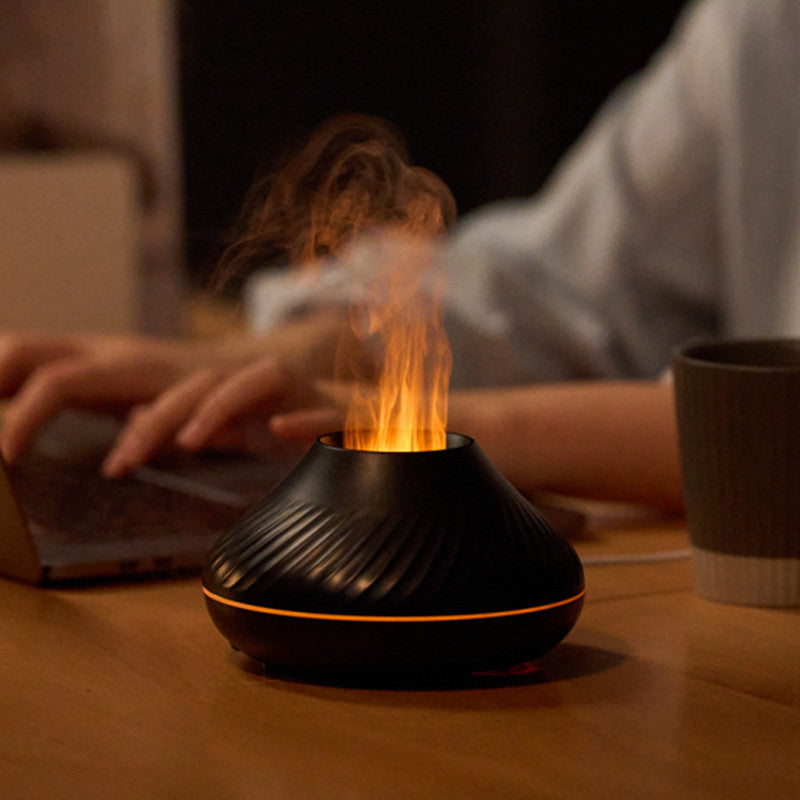 Load image into Gallery viewer, Newest RGB Flame Aroma Diffuser 130Ml 3d Colorful Flame Humidifier Fire Volcano Diffuser Flame
