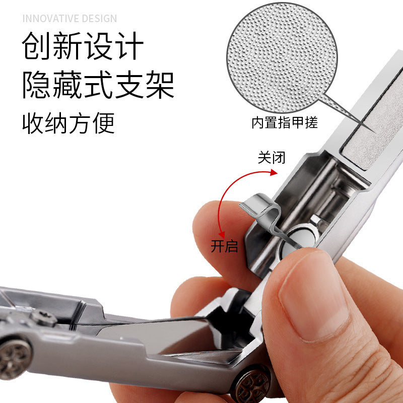 Load image into Gallery viewer, New Anti-splash Nail Clippers Sports Car Multi-function Nail Clippers Mobile Phone Holder Stainless Steel Large Opening Nail Clippers
