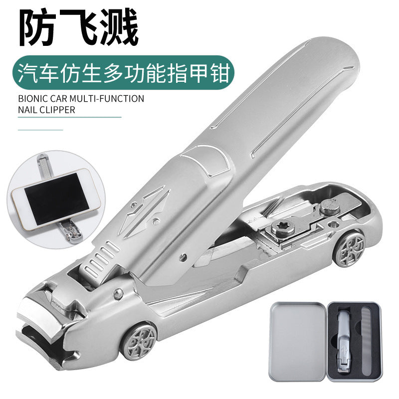 Load image into Gallery viewer, New Anti-splash Nail Clippers Sports Car Multi-function Nail Clippers Mobile Phone Holder Stainless Steel Large Opening Nail Clippers
