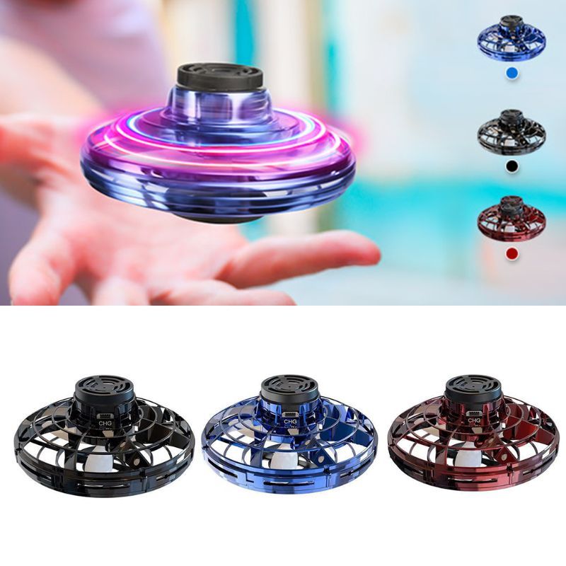 Load image into Gallery viewer, Mini Fingertip Gyro Interactive Decompression Toy Drone LED UFO Type Flying Helicopter Spinner Toy Kids
