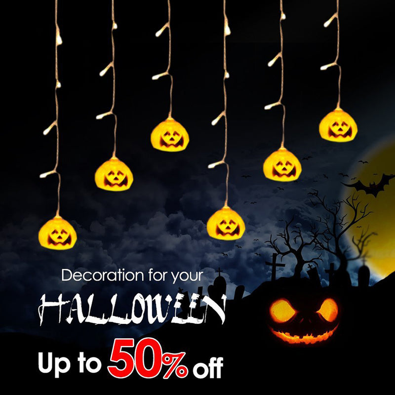 Load image into Gallery viewer, Halloween LED Glowing Pumpkin Curtain Chandelier
