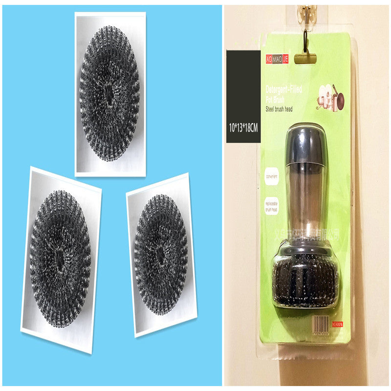 Load image into Gallery viewer, Kitchen Soap Dispensing Palm Brush Cleaner Push-type Brush Kitchen Detergent Tools
