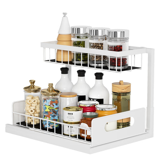 Kitchen Under Sink Pull-out Spice Storage Tiered Rack