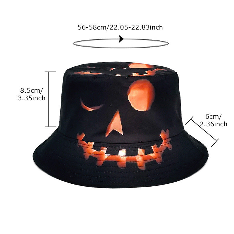 Load image into Gallery viewer, Halloween Hats Creative Cartoon Pumpkin Grimace Printed Sun-shade Fisherman Hat
