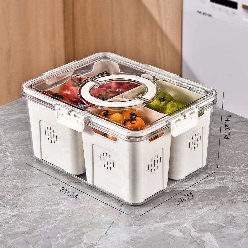 Load image into Gallery viewer, Kitchen Gadget Compartments Divided Serving Tray With Lid Veggie Tray Portable Snack Box Food Container For Biscuits Candy Fruits Nuts
