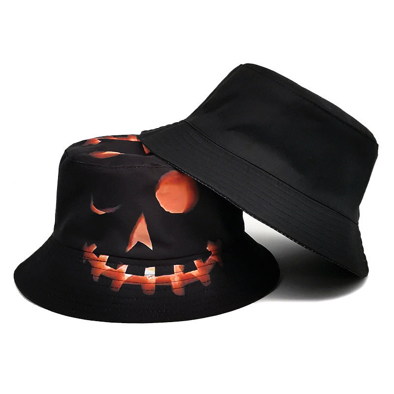 Load image into Gallery viewer, Halloween Hats Creative Cartoon Pumpkin Grimace Printed Sun-shade Fisherman Hat
