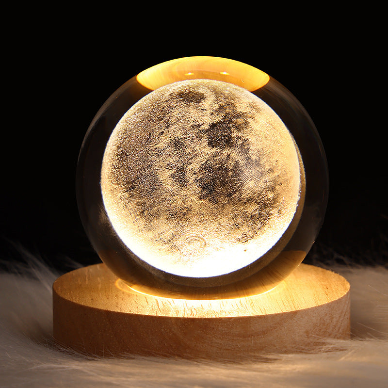 Load image into Gallery viewer, Luminous Starry Sky And Planets Moon Moon Crystal Ball Small Night Lamp Projection Ambience Light Creative Gift New Strange Gift
