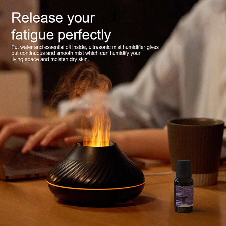 Load image into Gallery viewer, Newest RGB Flame Aroma Diffuser 130Ml 3d Colorful Flame Humidifier Fire Volcano Diffuser Flame
