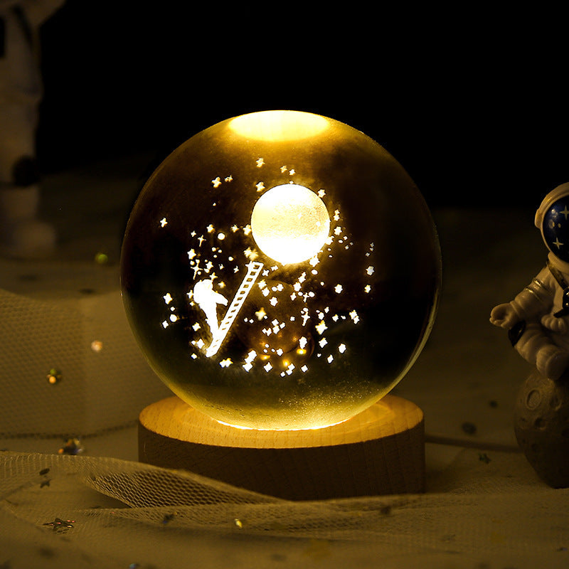 Load image into Gallery viewer, Luminous Starry Sky And Planets Moon Moon Crystal Ball Small Night Lamp Projection Ambience Light Creative Gift New Strange Gift
