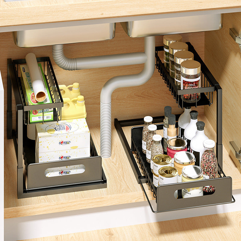 Load image into Gallery viewer, Kitchen Under Sink Pull-out Spice Storage Tiered Rack
