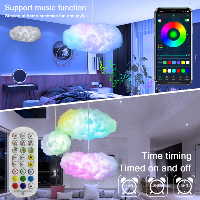 Load image into Gallery viewer, USB Cloud Light APP Control Music Synchronization 3D RGBIC Ambient Light Lightning Simulation Clouds Bedroom Room Light
