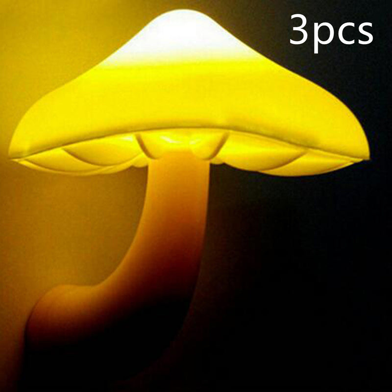 Load image into Gallery viewer, LED Night Light Mushroom Wall Socket Lamp EU US Plug Warm White Light-control Sensor Bedroom Light Home Decoration
