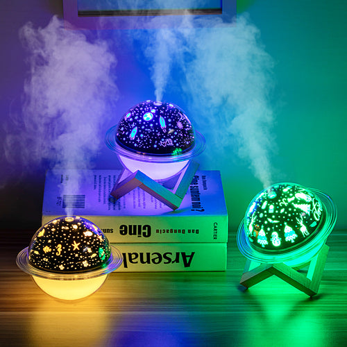 Planet Projection Lamp Humidifier Usb Mini Starry Sky Ocean Christmas Tri-color Lamp Household Mute Small Atomizer